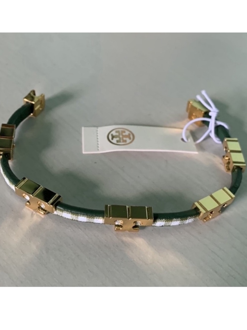 Tory Burch single Ts Wrap Plaid Leather bracelet